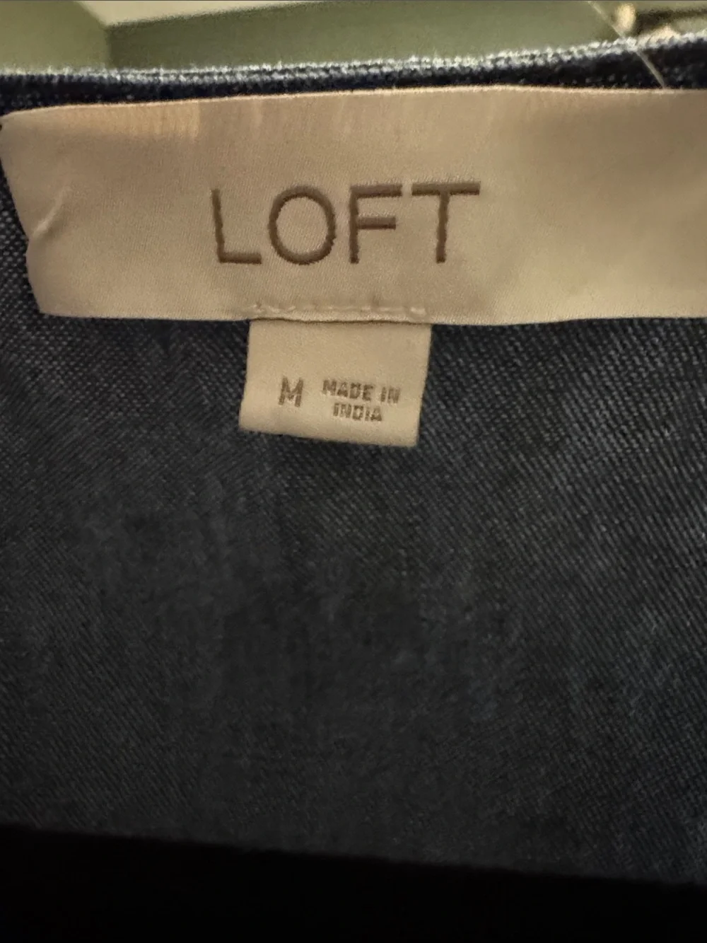 LOFT Indigo Denim Tie-Front Puff Sleeve Blouse